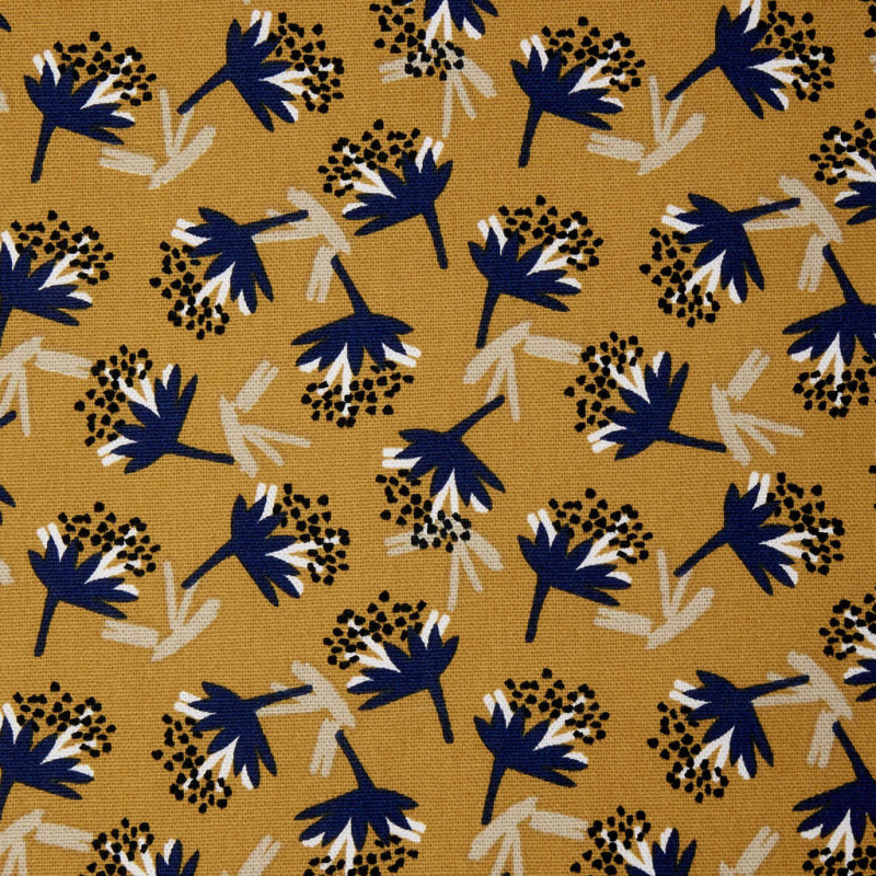 Semi panamá estampado OMBY Ocre / Azul oscuro